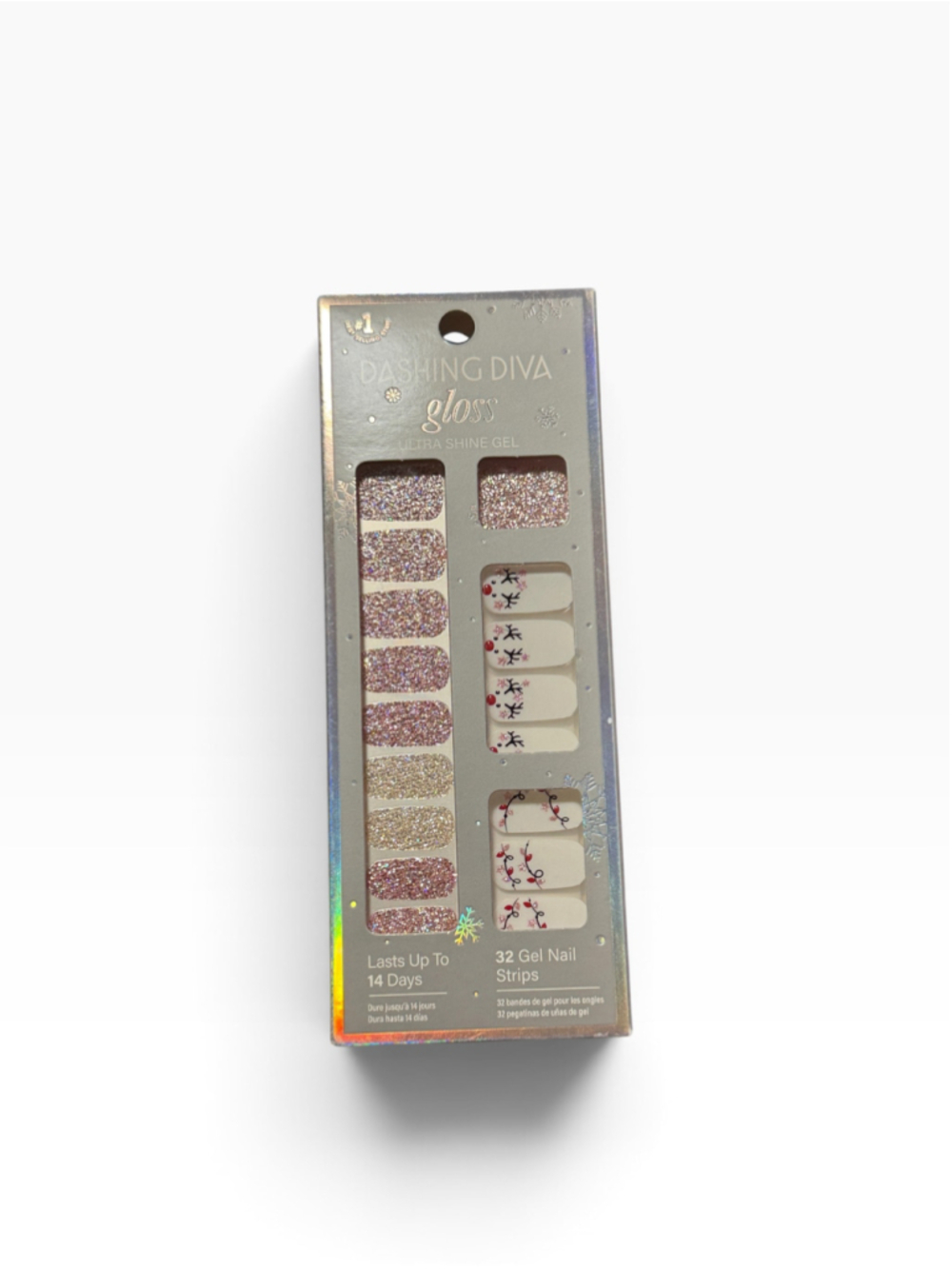 Dashing Diva Gel Nail Strips Festive Christmas Lights reindeer